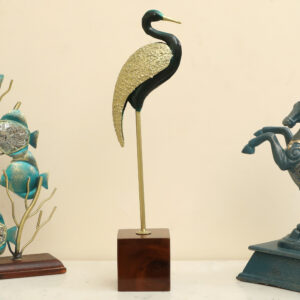 Metal & Wood Fabo Bird/2 Figurine Showpiece Table Decor
