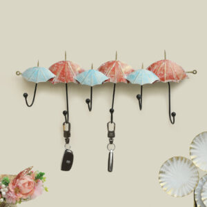 Umbrella Metal Wall Hooks for Keys | 6-Hook Holder