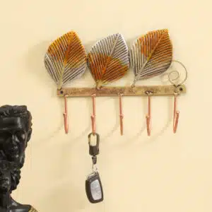 Leaf Wall Hooks for Keys - Lux Leafs Metal 5-Hook Holder