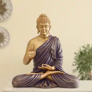 Blessing Buddha Idol - Bento Gold Blue Polyresin Showpiece