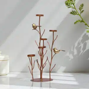 Metal Multicolor Like Bird on Leaf with Candle Holders Table Decor Showpiece