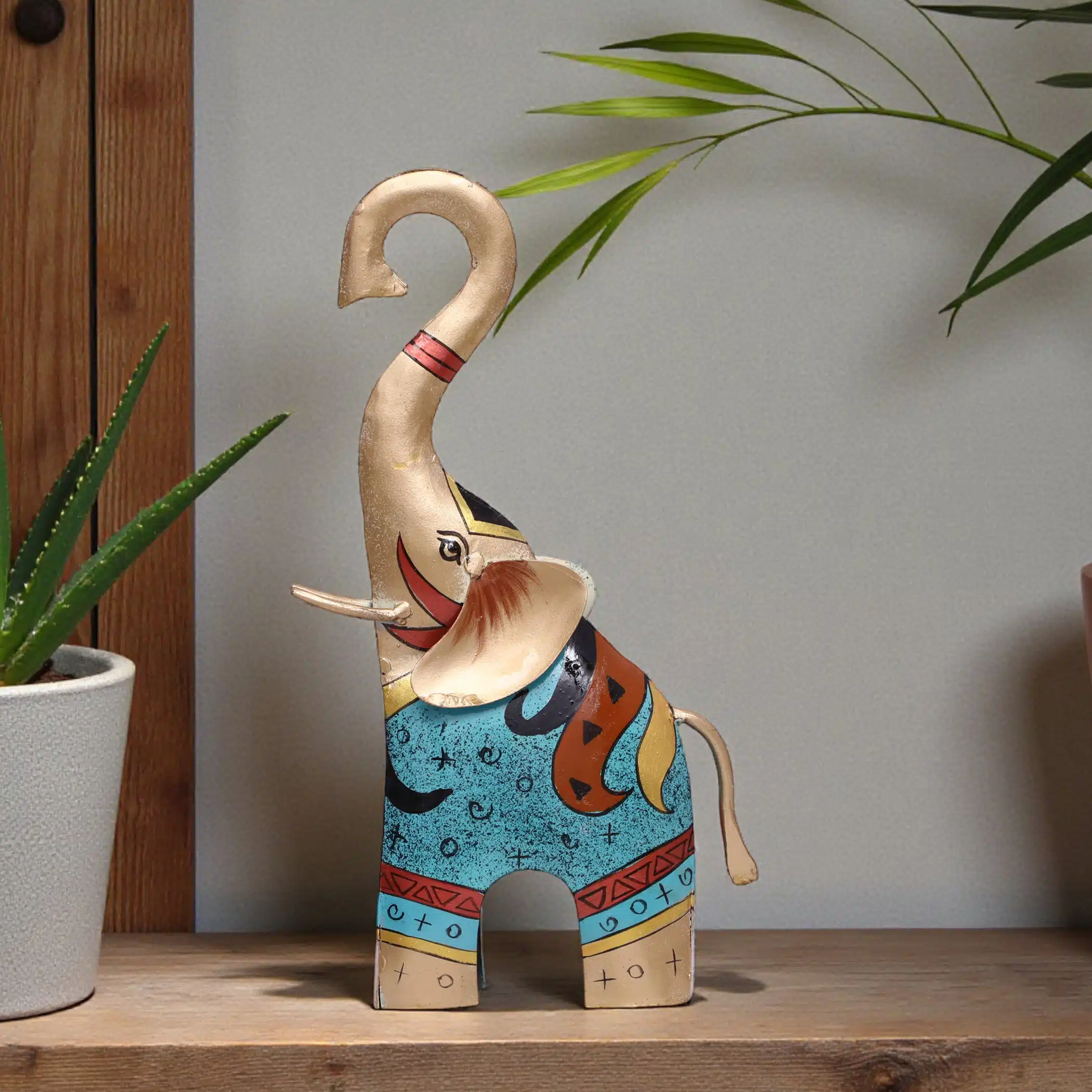 Myron Hand Painted Elephant Showpiece Table Decor Metal Figurine