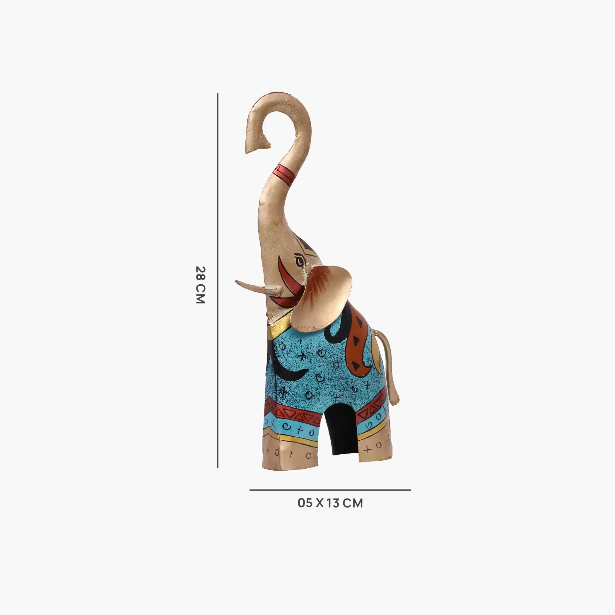 Elephant Showpiece Table Decor | Myron Hand Painted Metal Elephant Figurine - Image 4