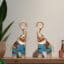 Myron Elephant Showpiece Set of 2 Hand Painted Metal Table Decor