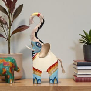 Metal Multicolor Orion Ele Hand Painted Table Decor Showpiece