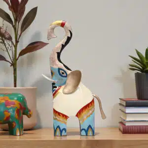 Hand Painted Elephant Showpiece Orion Metal Table Decor