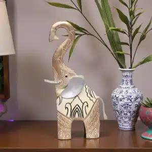 Hand Painted Elephant Table Decor Thanos Metal Showpiece