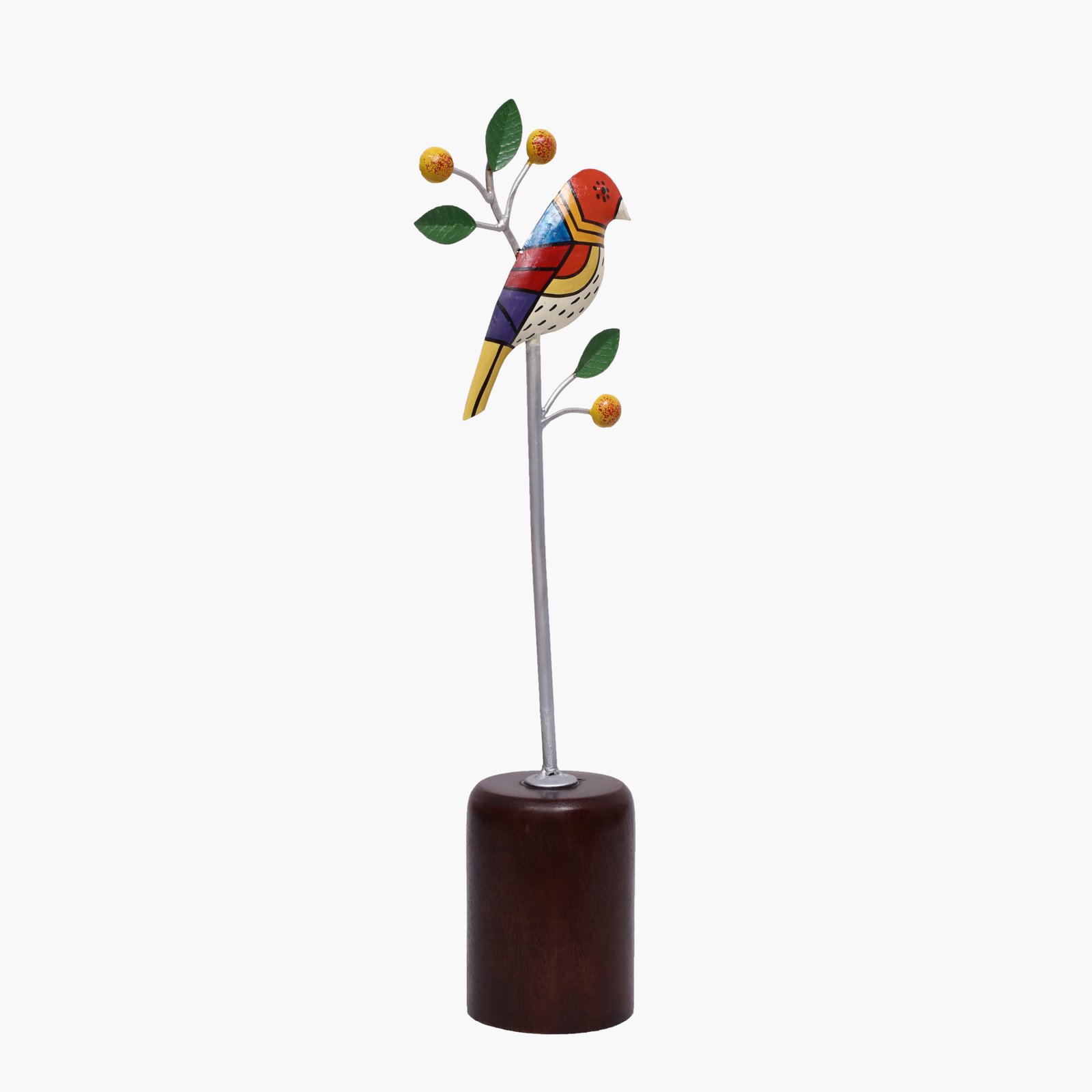 Metal & Wood Multicolor Nitya Bird/2 Hand Painted Table Decor Showpiece - Image 2