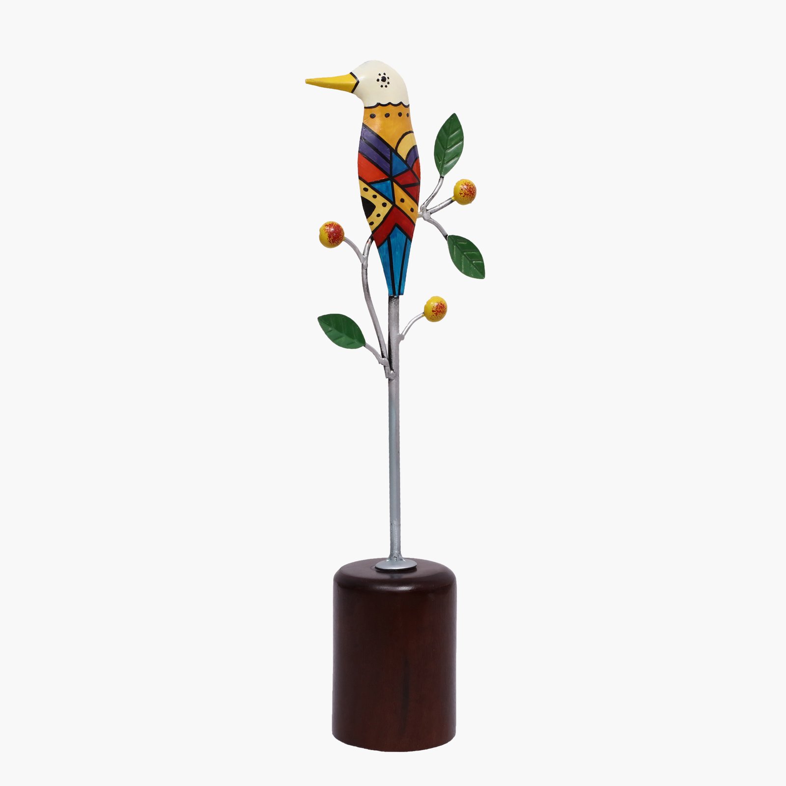 Metal & Wood Multicolor Nitya Bird/3 Hand Painted Table Decor Showpiece - Image 2