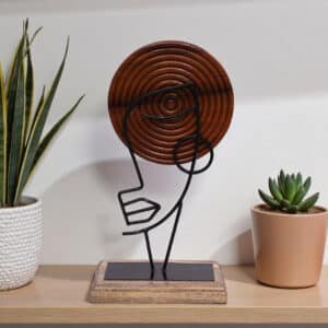 Metal & Wood Austin Face Table Decor Showpiece