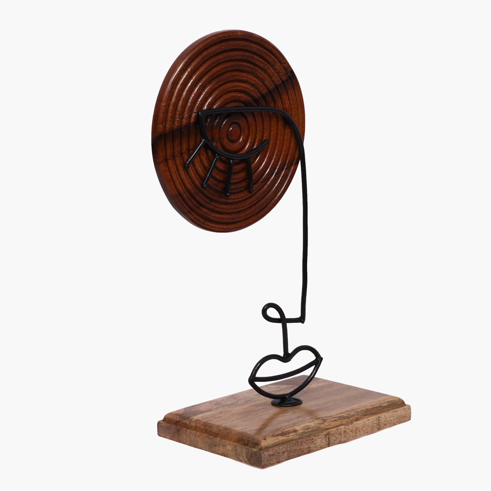 Metal & Wood Abel Face Table Decor Showpiece - Image 2