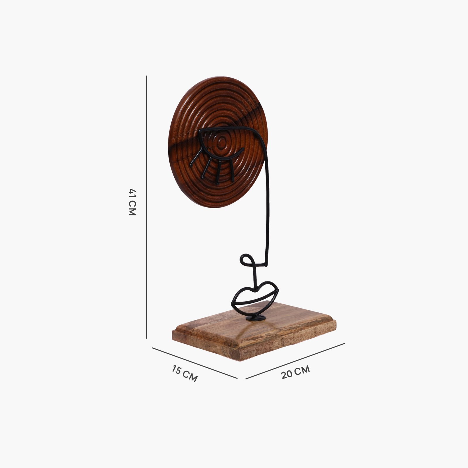 Metal & Wood Abel Face Table Decor Showpiece - Image 3