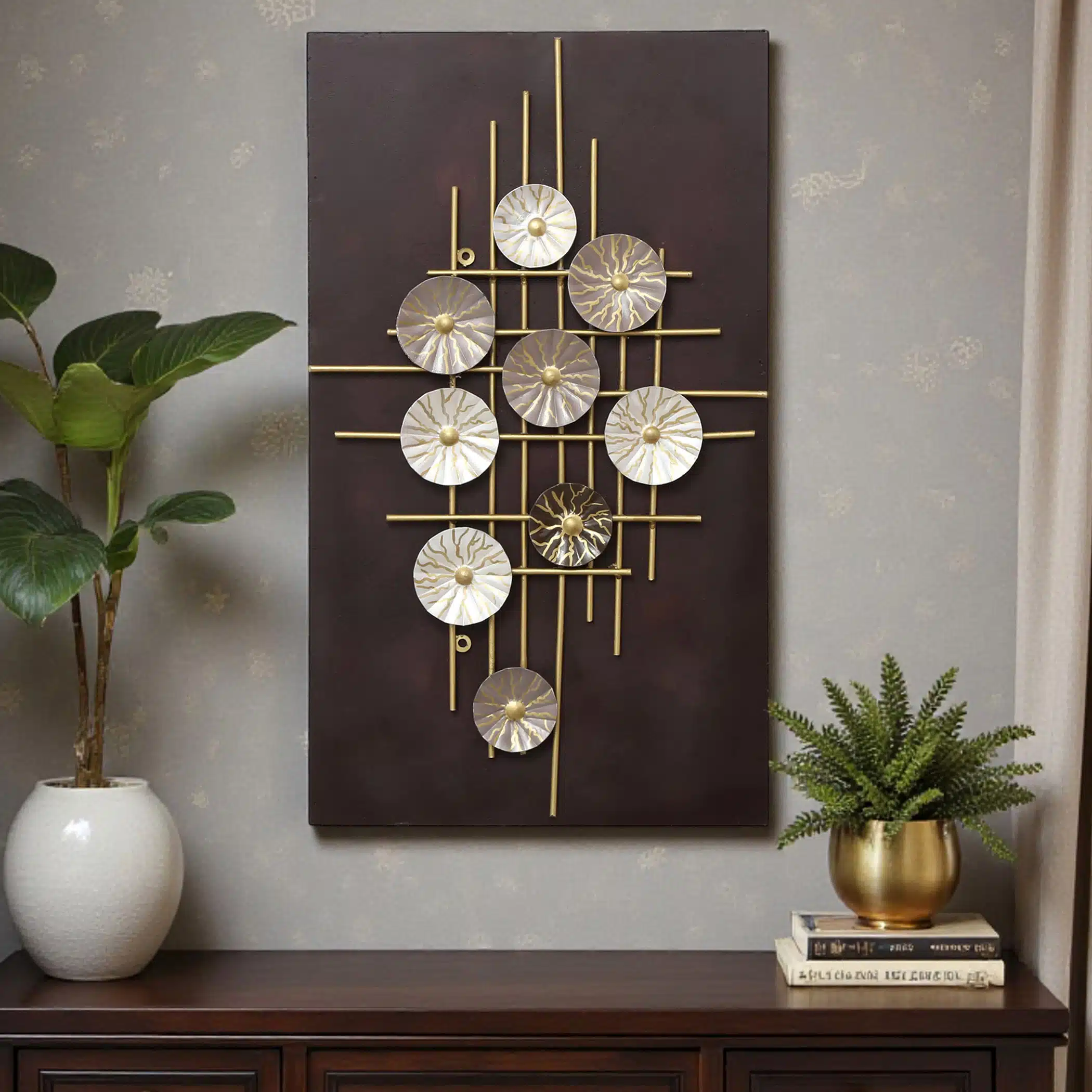 Circle Wall Frame - Warda Multicolor Metal on Board Decor