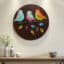 Bird Wall Decor for Living Room Hand Painted Indra Birds Wooden Panel Art