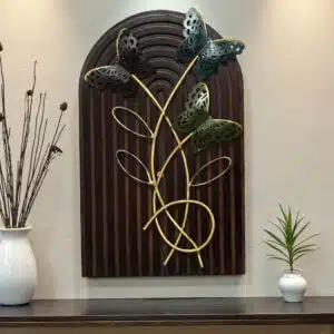 Butterfly Wall Decor - Floria Metal on Wooden Panel Multicolor