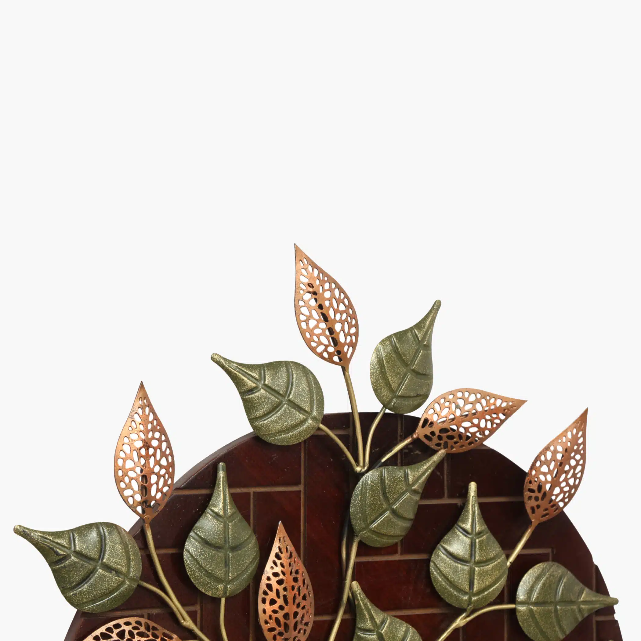 Metal Multicolor Levii Leaves on Wooden Panel Wall Decor - Image 5