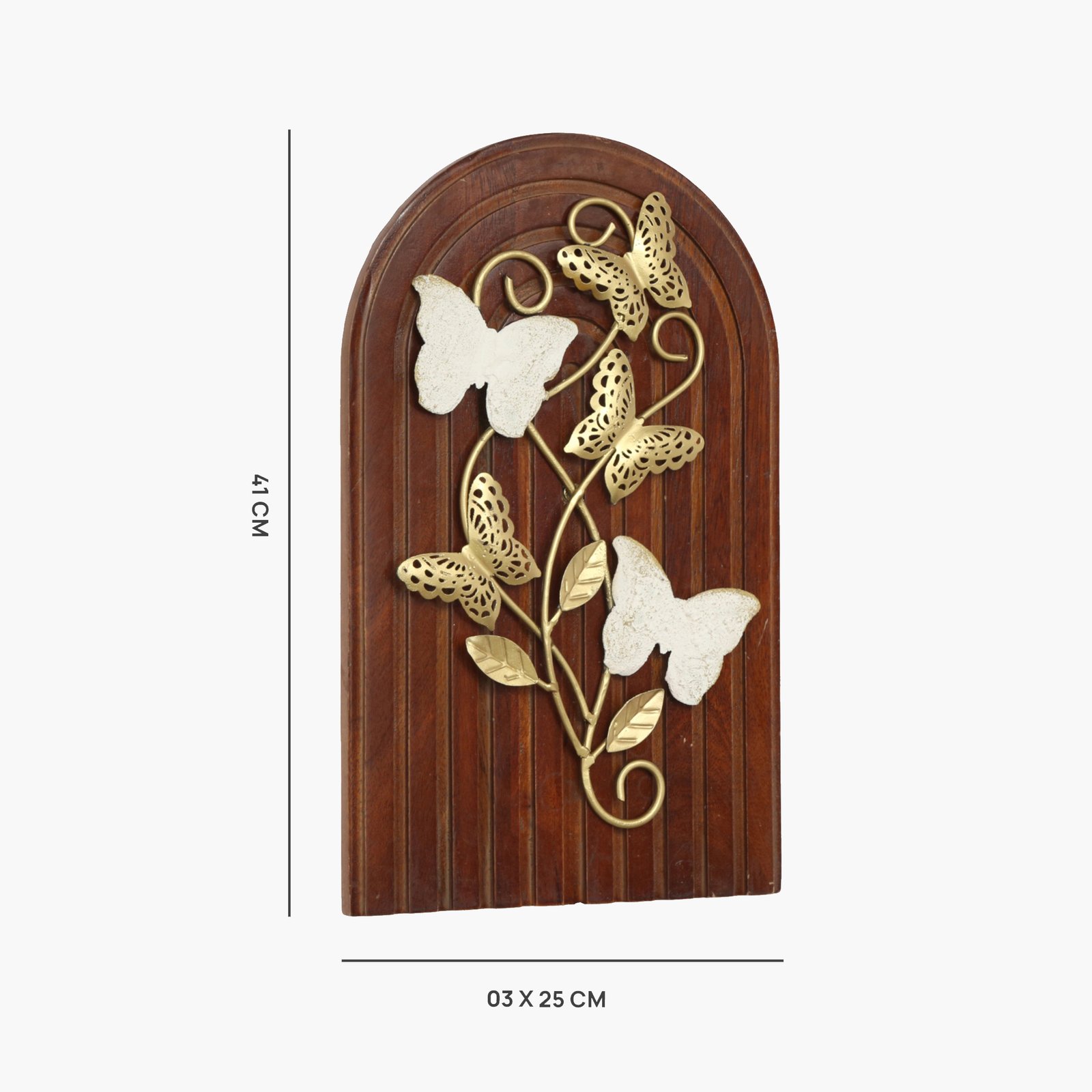 Metal Multicolor Saga Butterfly on Wooden Panel Wall Decor - Image 4