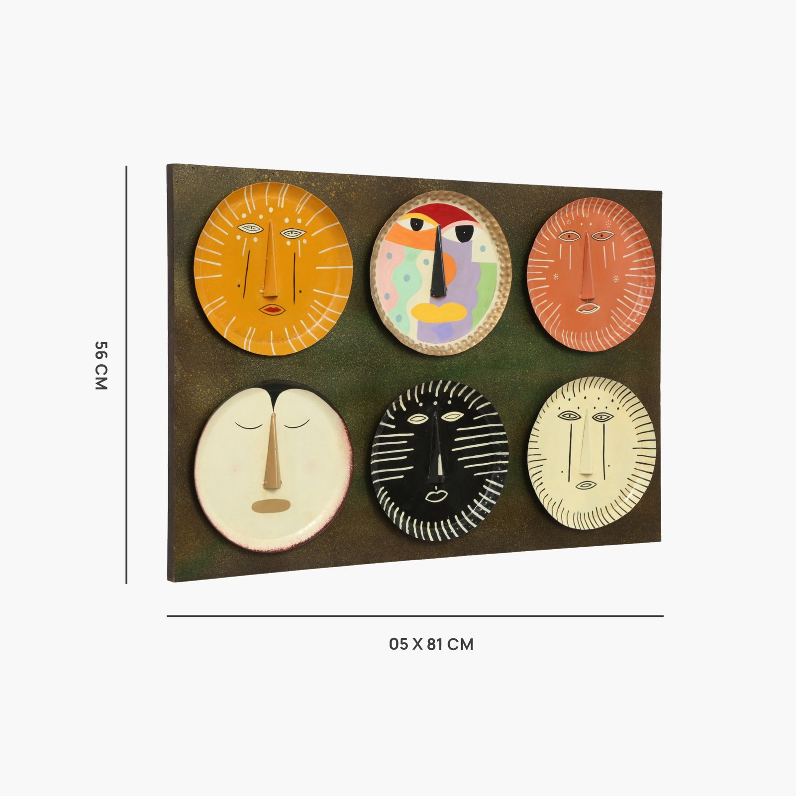 Metal Multicolor Eros Abstract Faces on Board Wall Decor - Image 3