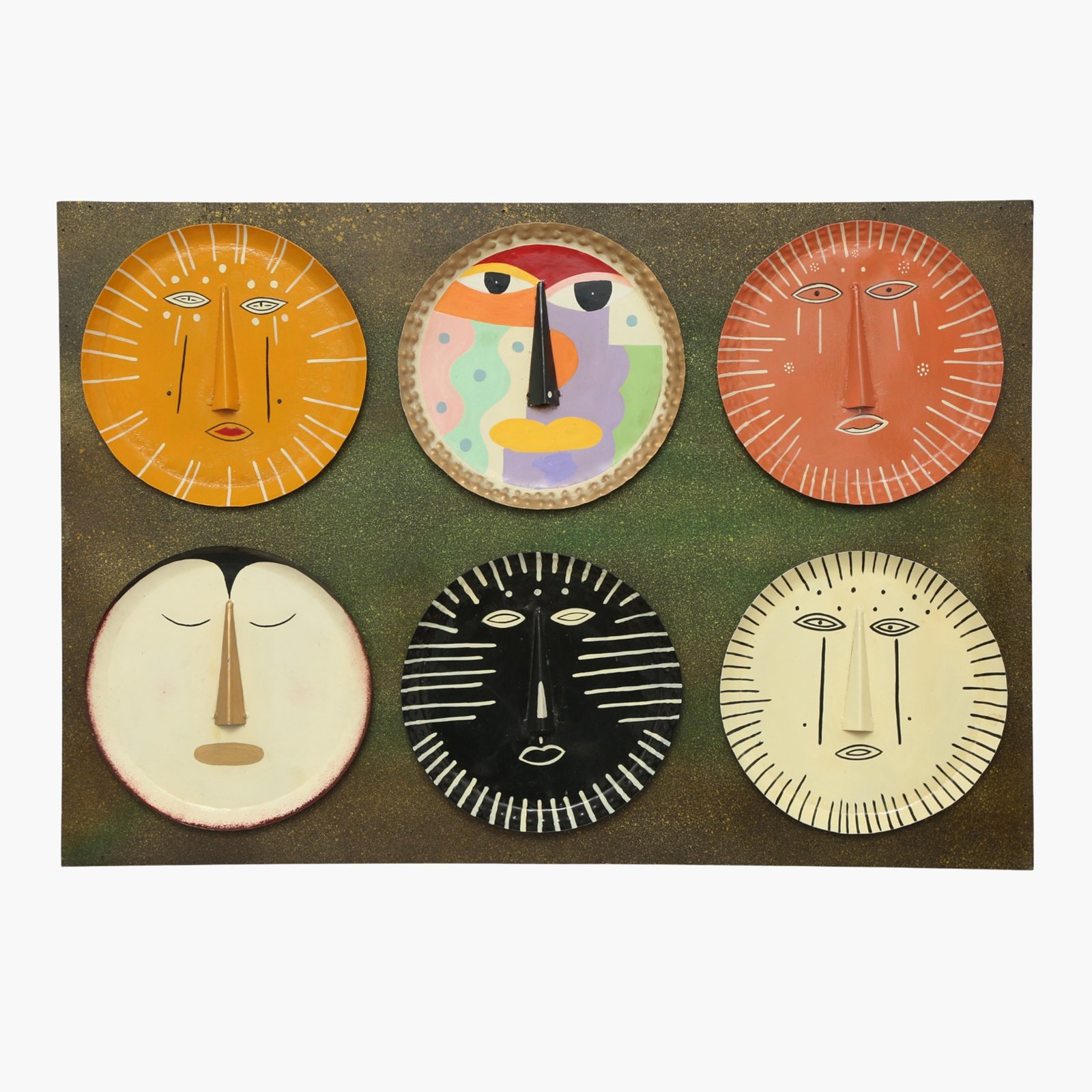Metal Multicolor Eros Abstract Faces on Board Wall Decor - Image 2