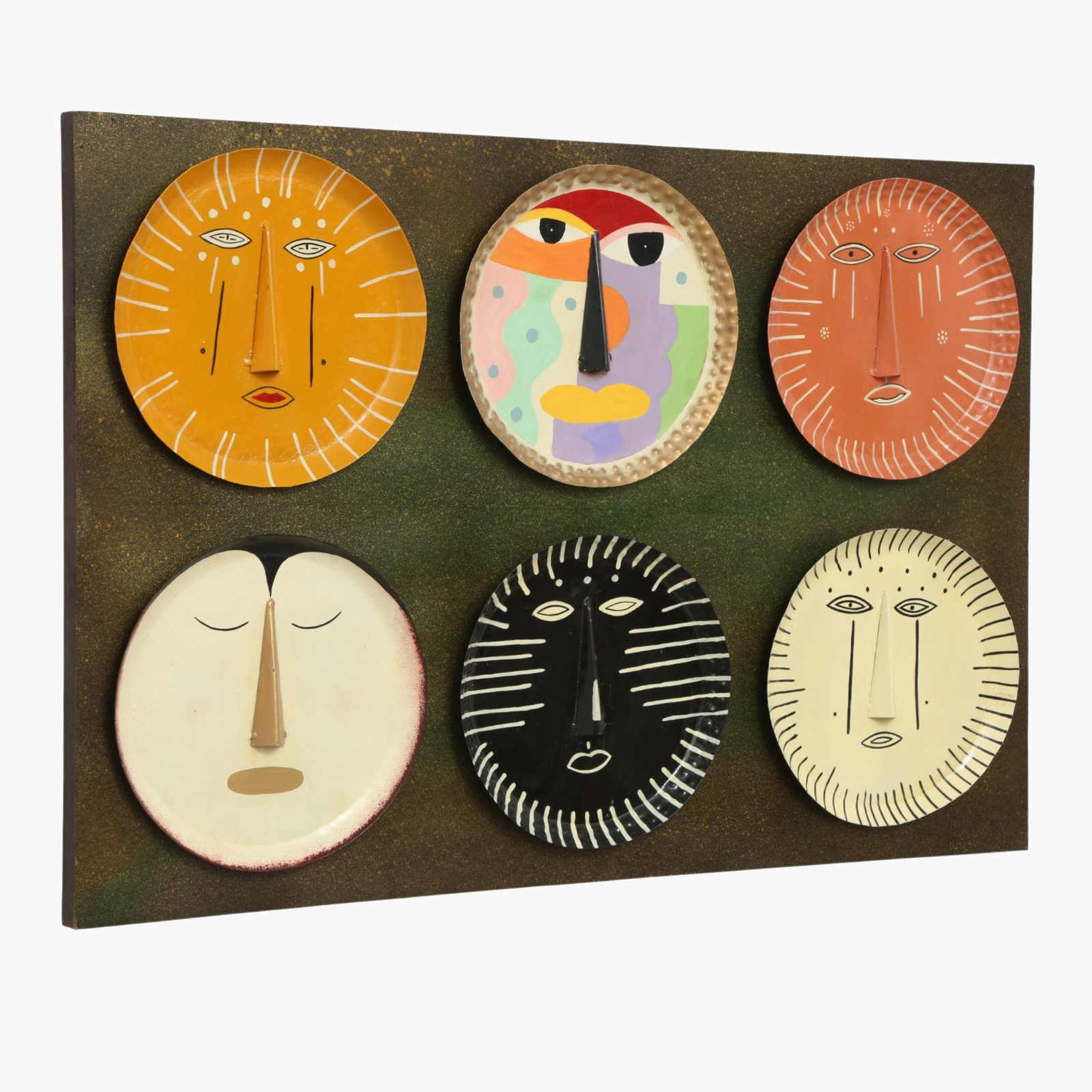 Metal Multicolor Eros Abstract Faces on Board Wall Decor - Image 4