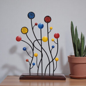 Metal & Wood Emily Round Abstract Showpiece Table Decor