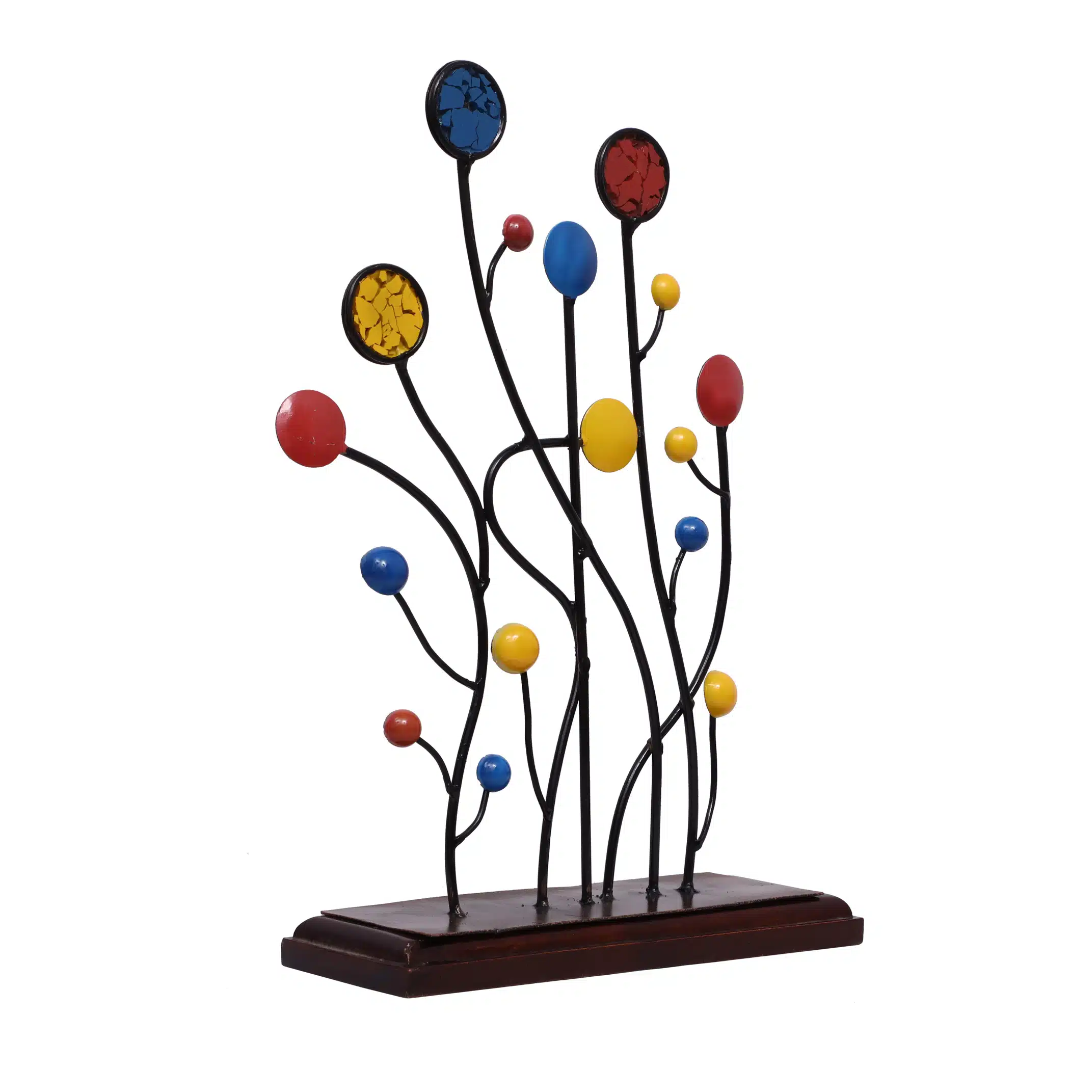 Metal & Wood Emily Round Abstract Showpiece Table Decor - Image 2