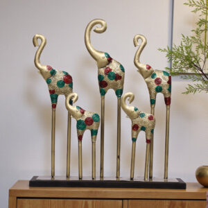 Metal & Wood Multicolor Ava Ele Table Decor Showpiece