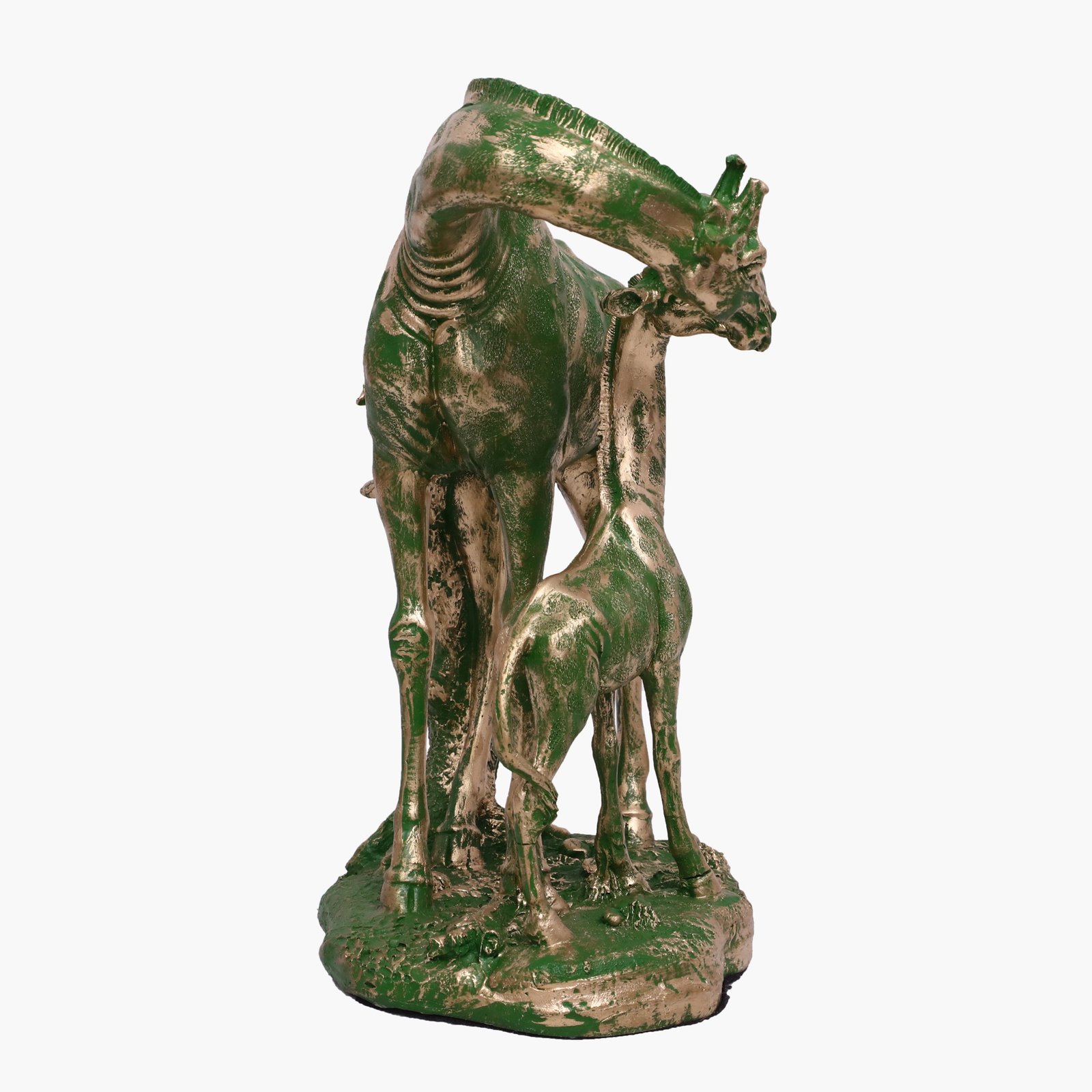 Polyresin Green Giraffe with Baby Table Decor Sculpture - Image 5