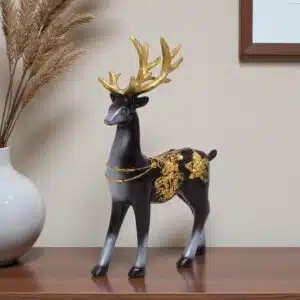Blue Deer Sculpture - Metallic Polyresin Standing Table Decor
