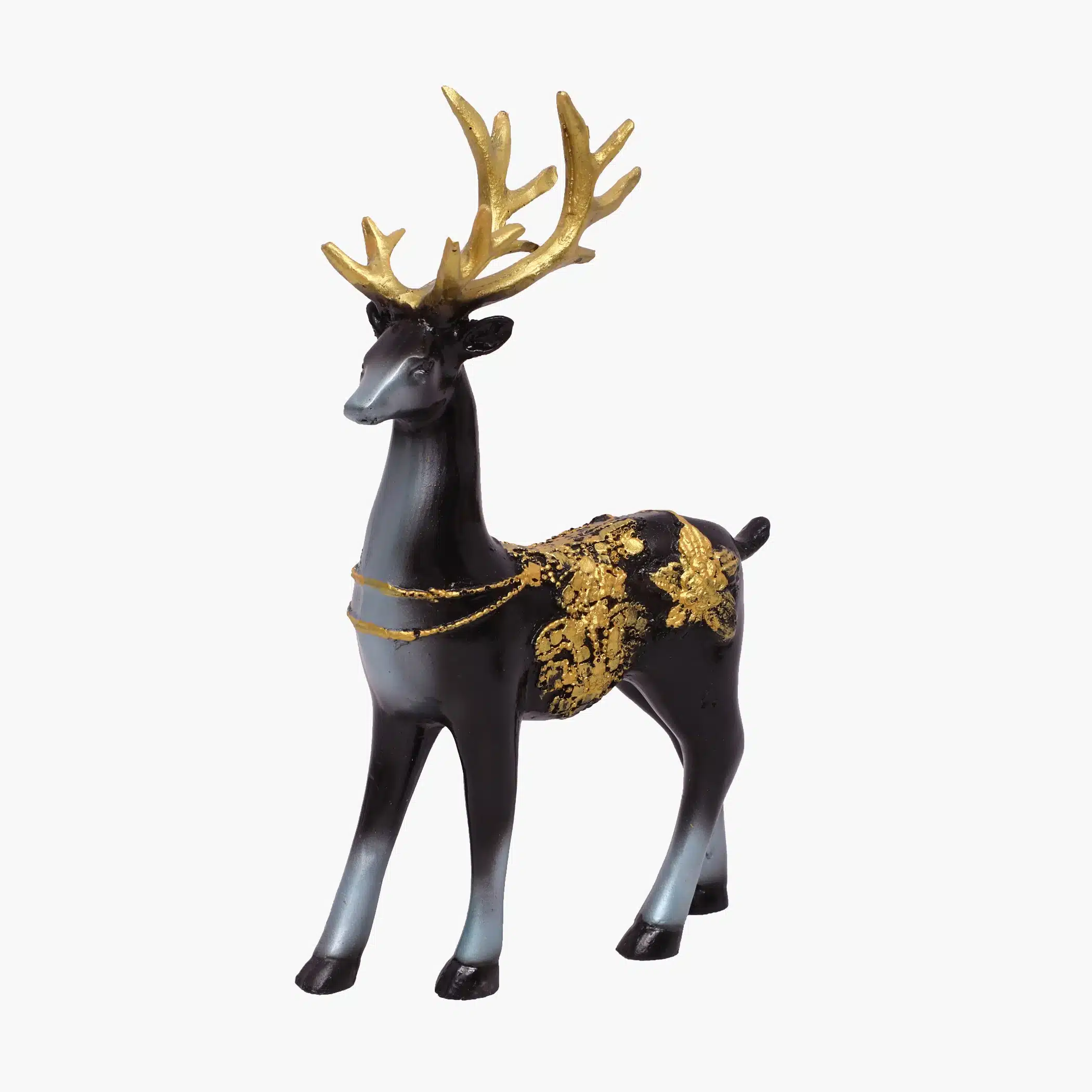 Blue Deer Sculpture - Metallic Polyresin Standing Table Decor - Image 2