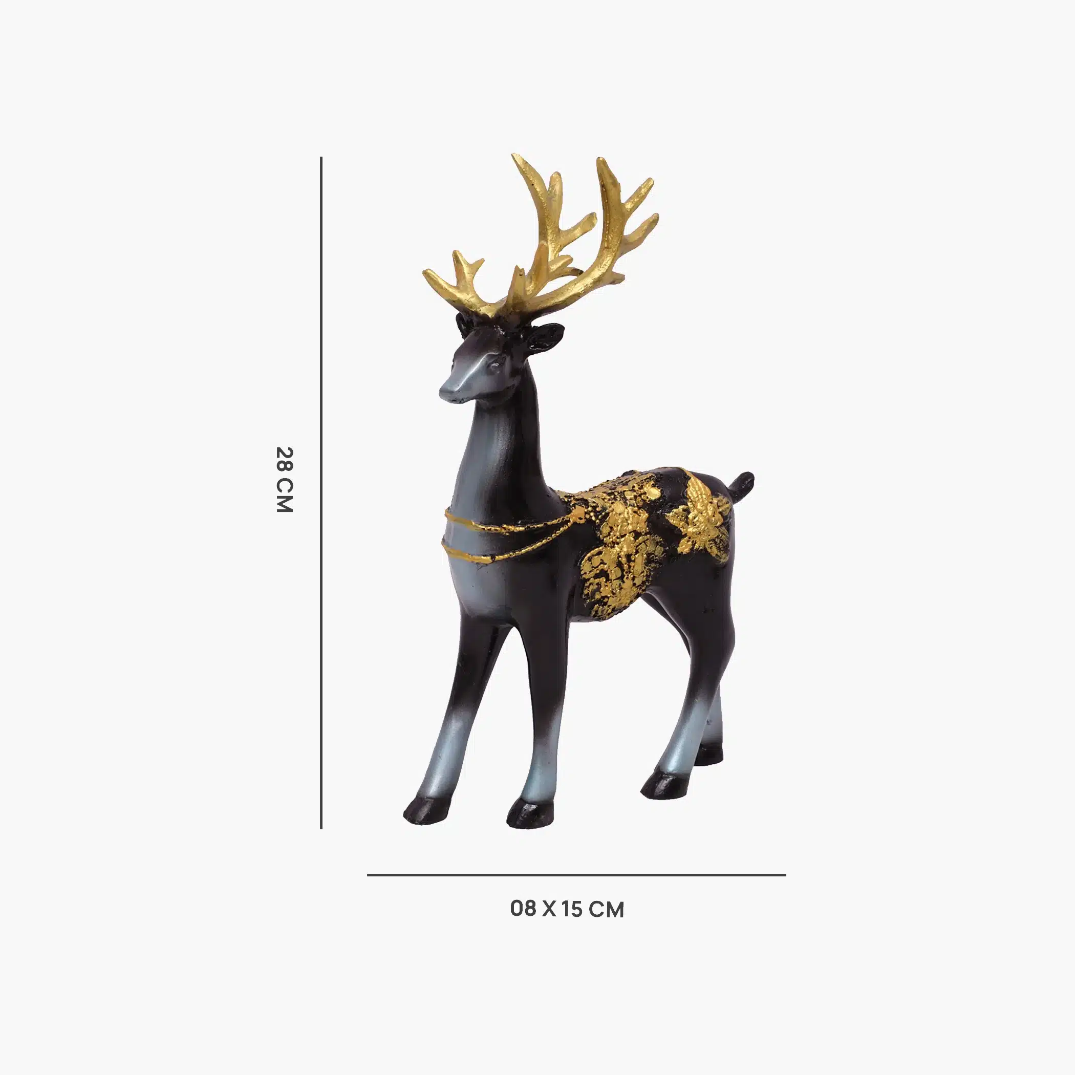 Blue Deer Sculpture - Metallic Polyresin Standing Table Decor - Image 3