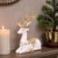 Deer Showpiece Sitting - Gold White Polyresin Marble Leaf Decor