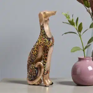 Big Dog Sculpture – Multicolor Polyresin Table Showpiece