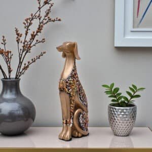 Polyresin Multicolor Dog Small Table Decor Sculpture