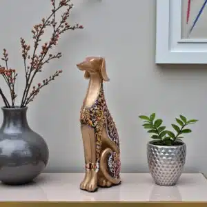 Small Dog Showpiece – Multicolor Polyresin Table Sculpture
