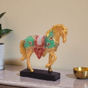 Polyresin Golden Jewellery Horse/2 Table Decor Sculpture