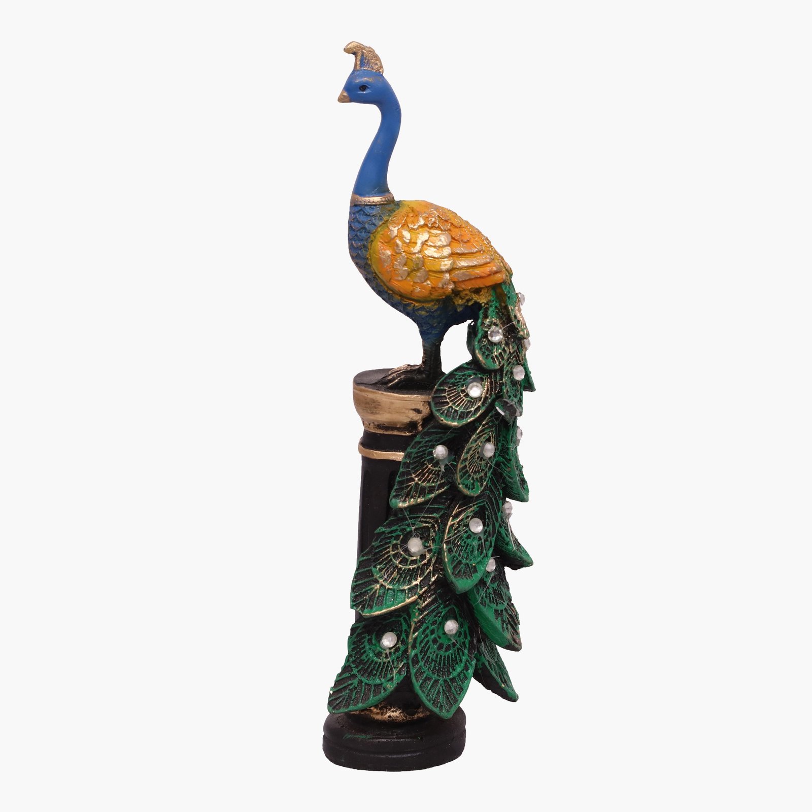 Polyresin Multicolor Peacking Standing Table Decor Sculpture - Image 2