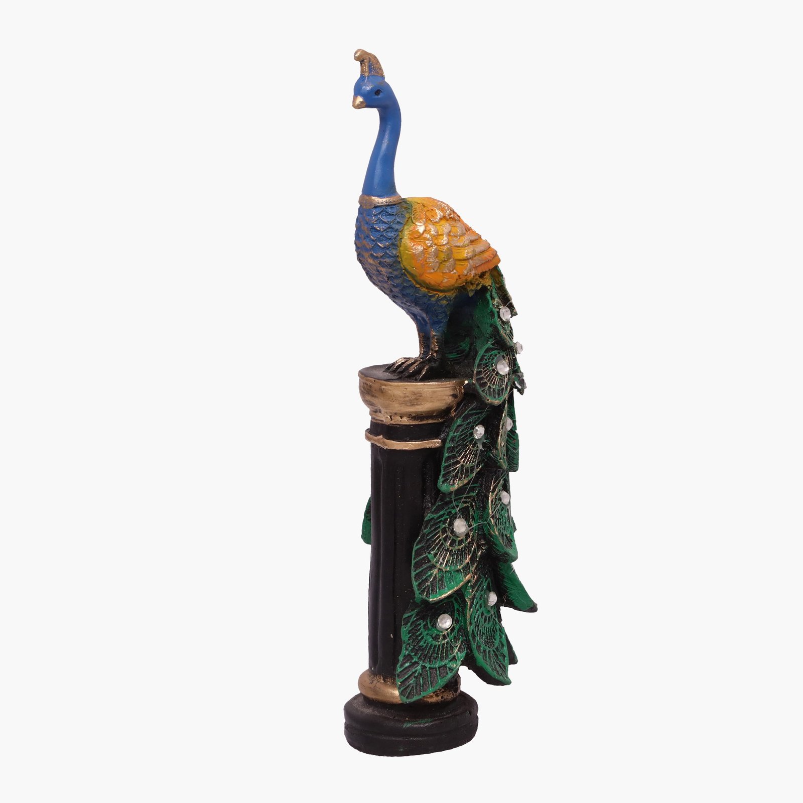 Polyresin Multicolor Peacking Standing Table Decor Sculpture - Image 4