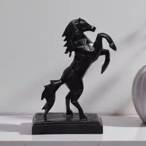 Black Horse Showpiece – Diamond Polyresin Table Sculpture