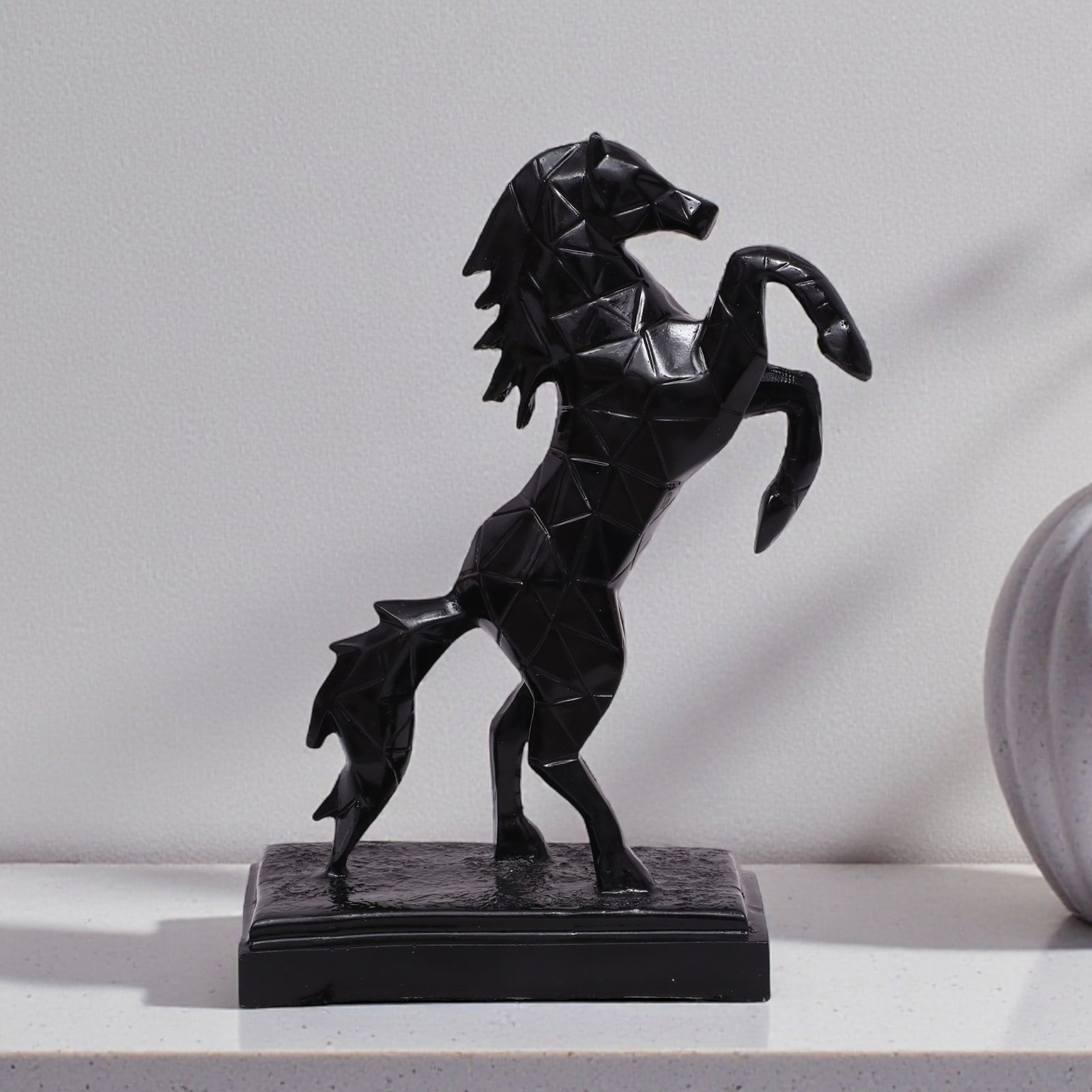 Polyresin Black Diamond Horse/1 Table Decor Sculpture
