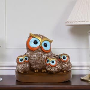 Polyresin Multicolor Owl 4 Piece Set Figurine Showpiece Table Decor
