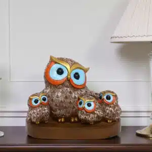 Owl Figurine Set of 4 – Multicolor Polyresin Showpiece