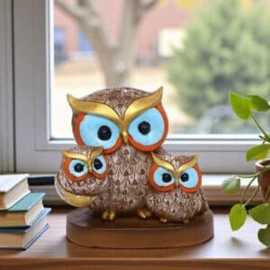 Polyresin Multicolor Owl 3 Piece Set Figurine Showpiece Table Decor