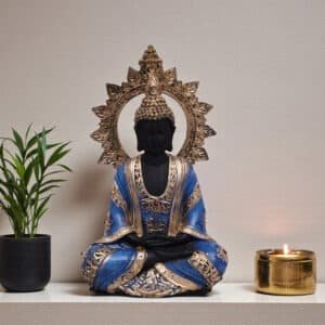 Polyresin Blue Chakkra Buddha Large Figurine Showpiece Table Decor