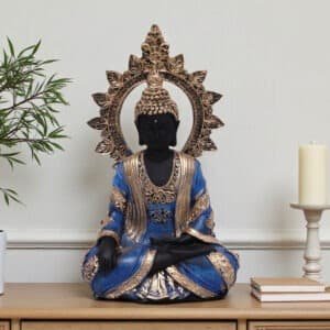 Polyresin Blue Chakkra Buddha Small Figurine Showpiece Table Decor