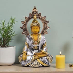 Polyresin Brown Chakkra Buddha Small Figurine Showpiece Table Decor