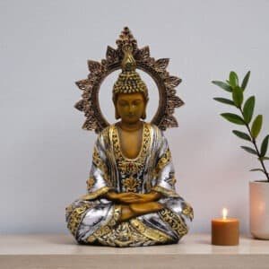 Polyresin Brown Chakkra Buddha Large Figurine Showpiece Table Decor
