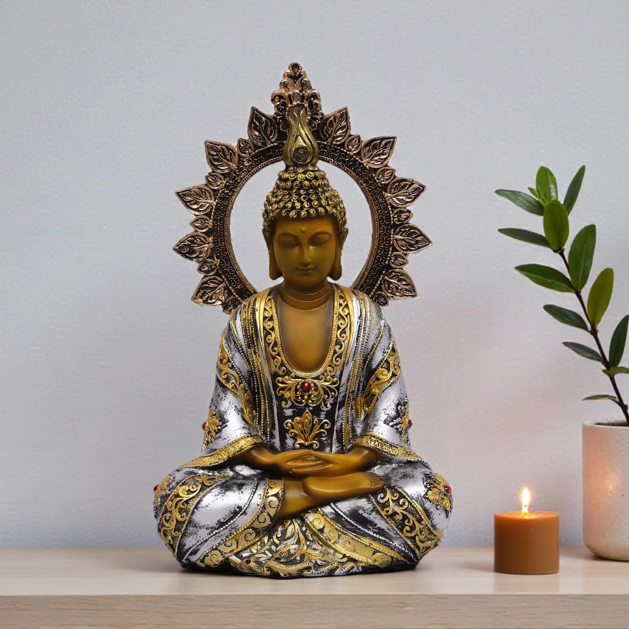 Brown Buddha Statue Large – Chakkra Polyresin Decor