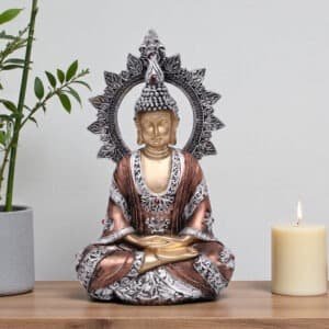 Polyresin Golden Chakkra Buddha Small Figurine Showpiece Table Decor