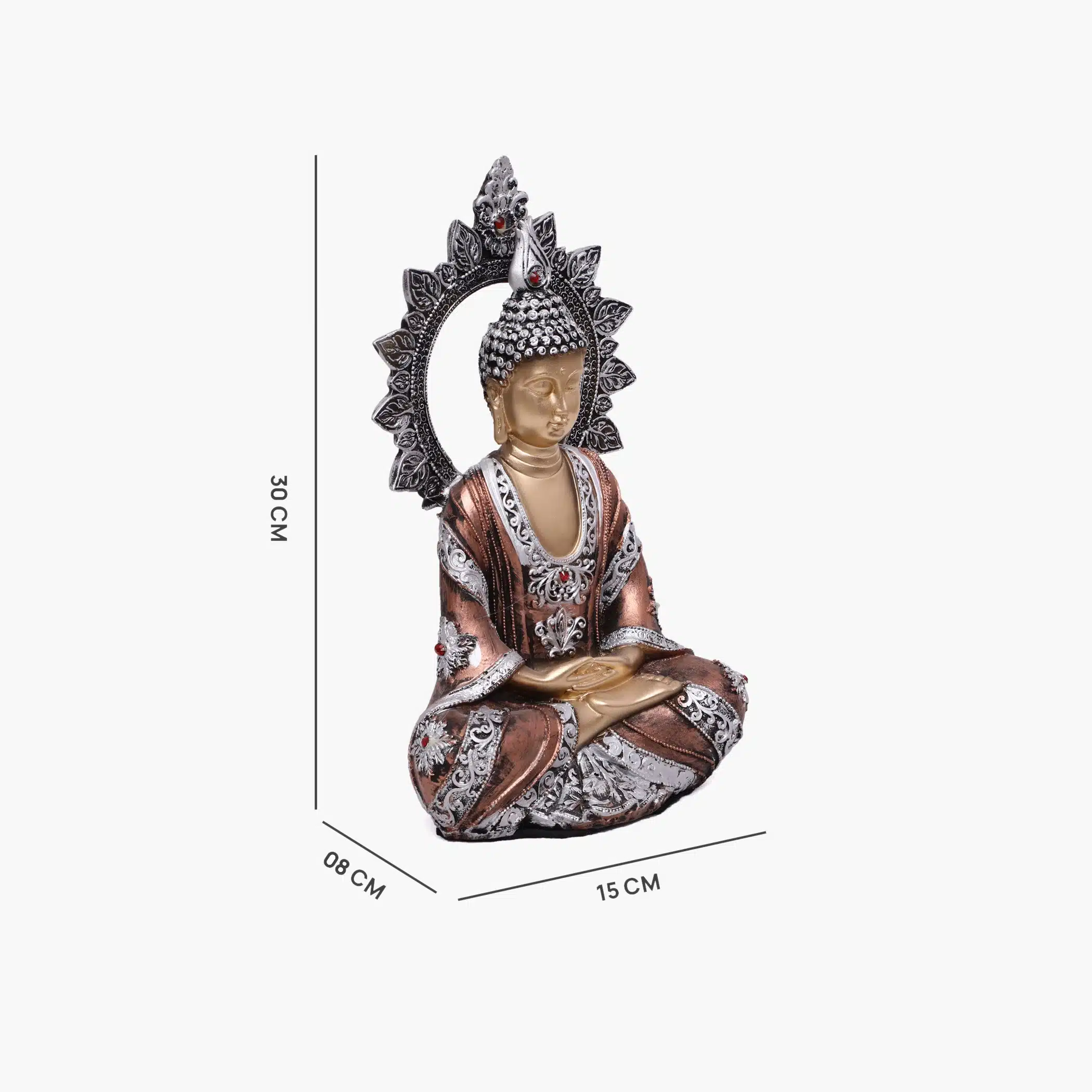Small Golden Buddha Statue – Chakkra Polyresin Decor - Image 3